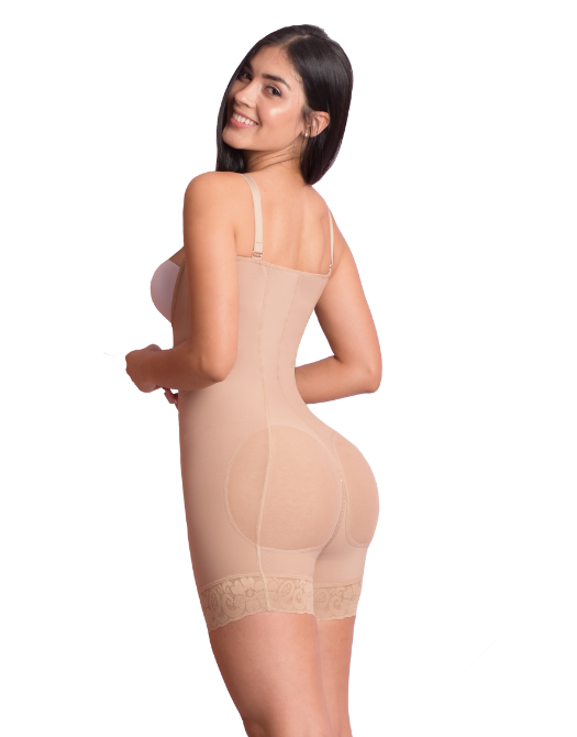 Silueta Angelical Ref 401 – Colombian High-Back Short-Leg Shapewear – Powernet Compression Faja with Adjustable Straps – Imported from Colombia