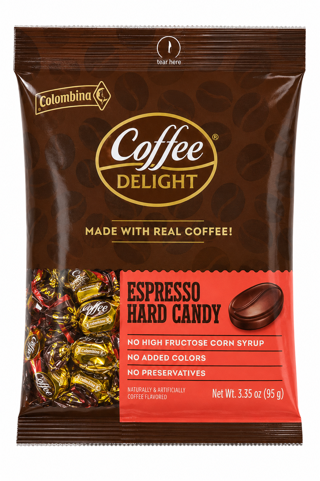 Colombina Coffee Delight Espresso Hard Candy 3.35 oz (95g) – Coffee-Flavored Hard Candy – Imported from Colombia