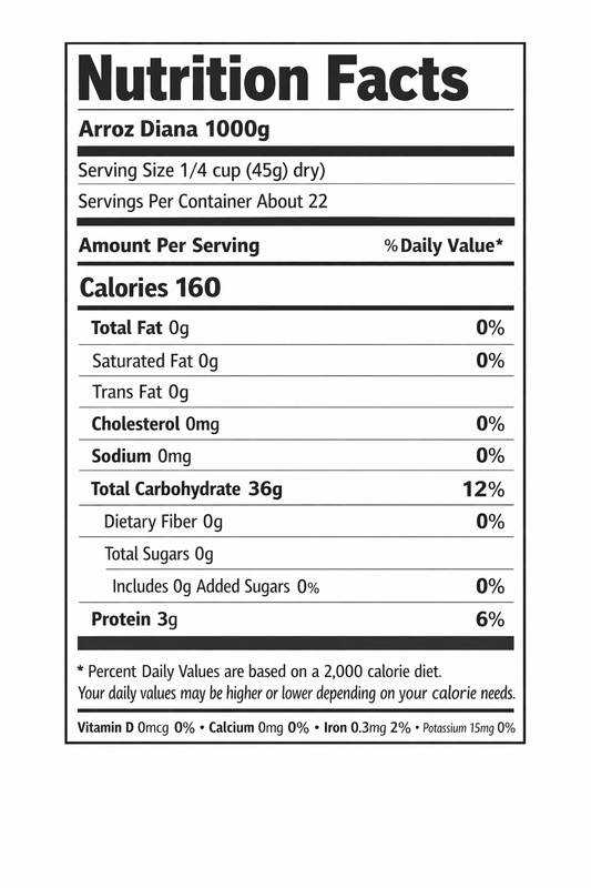 Arroz Diana Blanco Vitamor – 1000g (35.27 oz) – Premium White Rice from Colombia - JETa Imports®