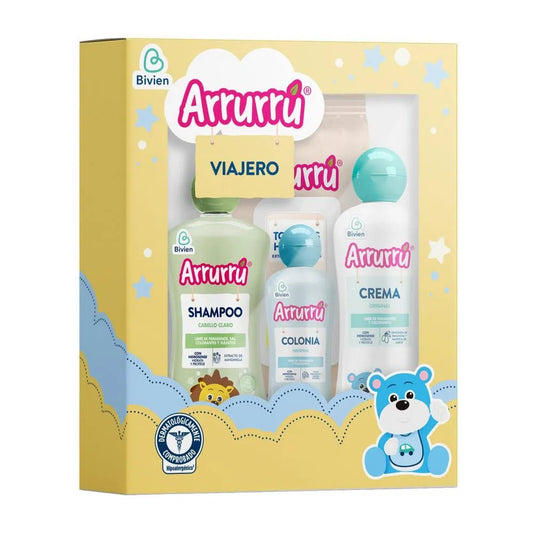 Arrurrú Baby Travel Kit Amarillo – Light Hair Shampoo, Original Moisturizing Cream, Baby Cologne & Wipes – 4 - Piece Essentials Set – Imported from Colombia - JETa Imports®