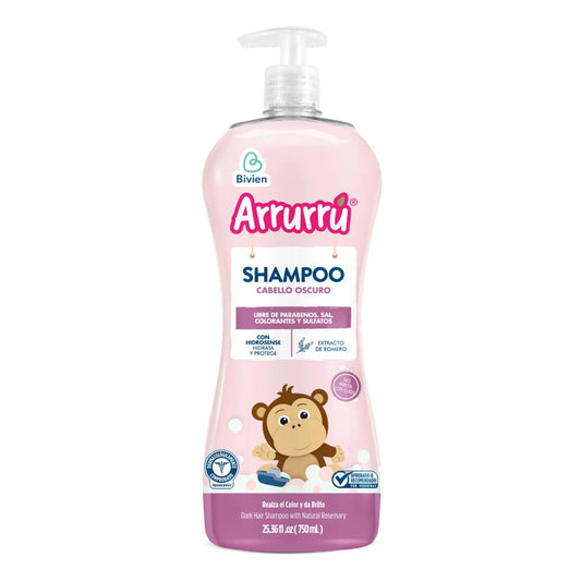 Arrurrú Kids Shampoo for Dark Hair – 750ml (25.36 fl oz) – Nourishing Formula with Natural Extracts – Gentle Daily Care – Imported from Colombia - JETa Imports®