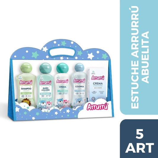 Arrurrú Kit Abuelita – Blue Edition – 5 - Piece Baby Care Gift Set – Shampoo, Cologne, Moisturizer, Body Wash & Diaper Rash Cream – Imported from Colombia - JETa Imports®