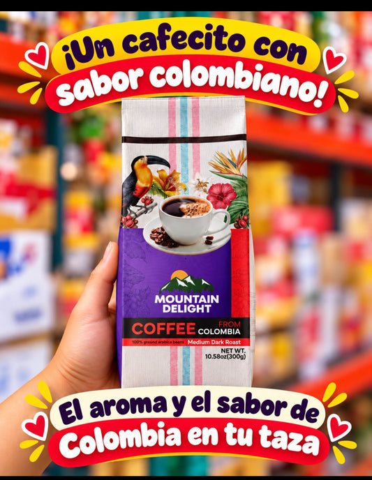Mountain Delight 100% Colombian Ground Coffee 10.58oz (300g) – Medium Roast Coffee