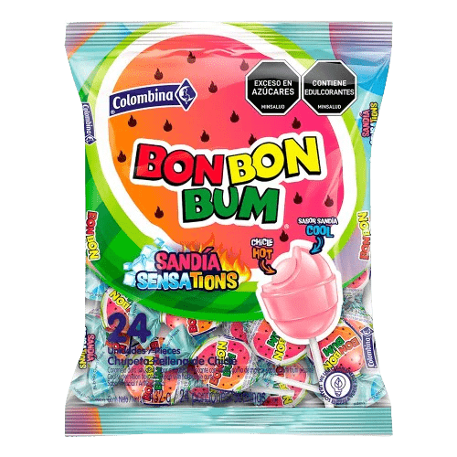 Colombina Bon Bon Bum Sensations – Sandía Cool – 24 Count Box