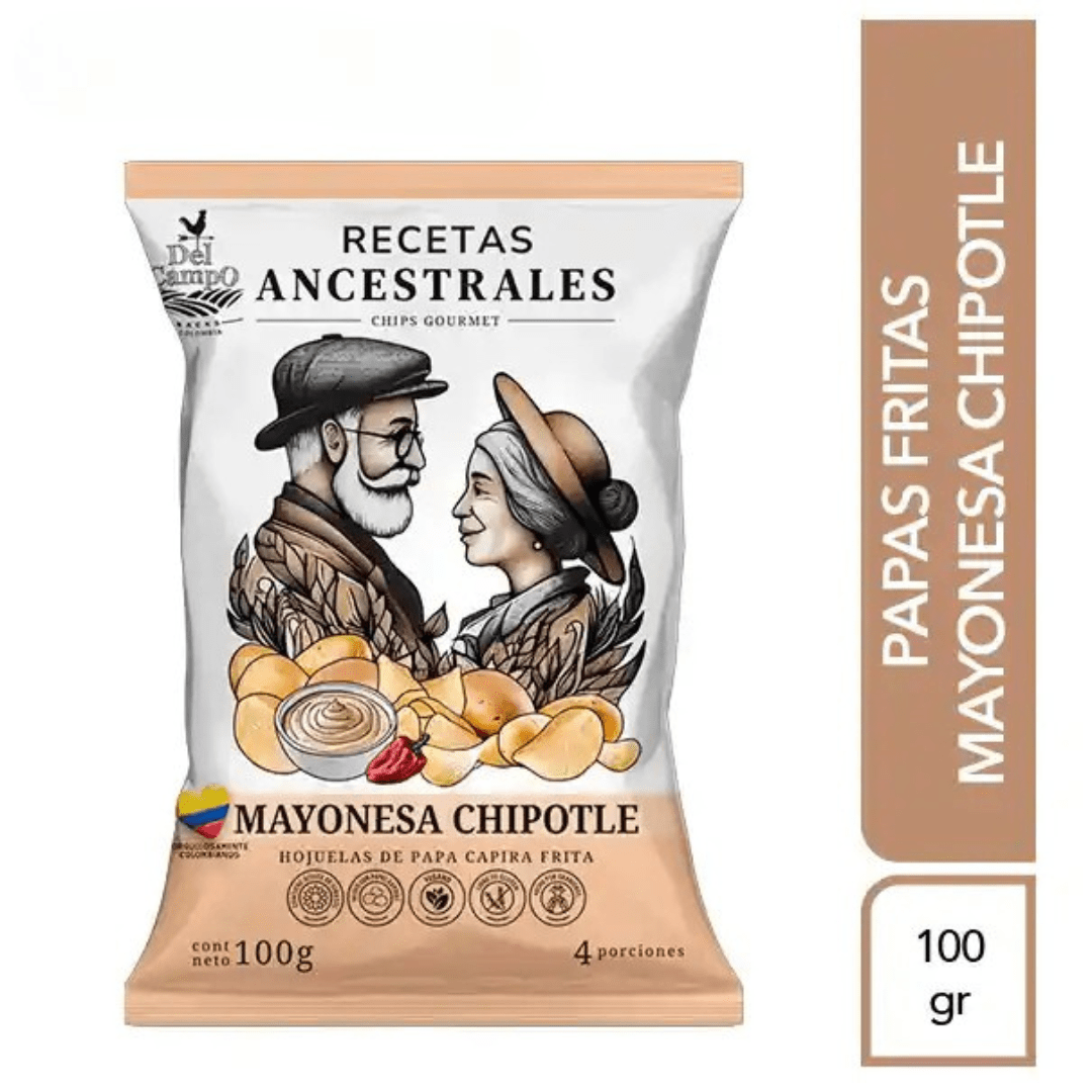 Delcampo Papa Ancestrales Mayonesa Chipotle – 100g (3.53 oz) – Ancestral Potato Chips with Chipotle Mayo Flavor - JETa Imports®