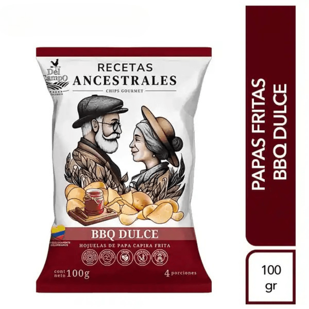 Delicampo Papa Ancestrales BBQ Dulce – 100g (3.53 oz) – Sweet BBQ Ancestral Potato Chips from Colombia - JETa Imports®