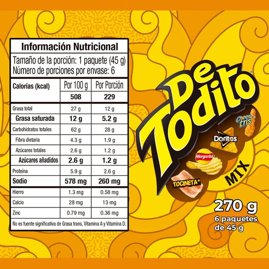 Detodito Mix Paketón Snack Pack – 6 Units (Approx. 45g Each, 270g Total / 9.52 oz) – Assorted Colombian Snack Mix – Imported from Colombia - JETa Imports®