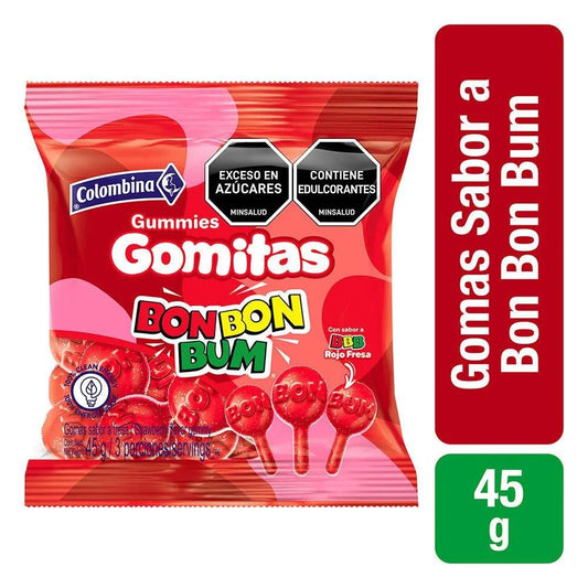 Gomas Bon Bon Bum Fresa – 45g (1.59 oz) – Strawberry - Flavored Chewy Gummies – Imported from Colombia - JETa Imports®