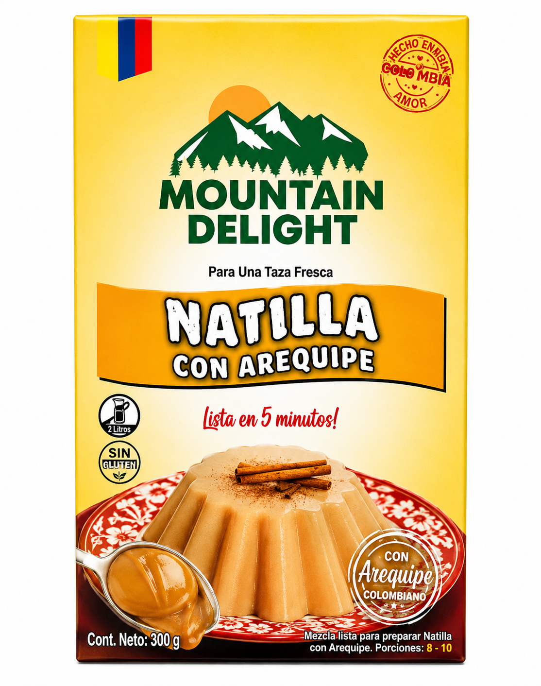 Mountain Delight Arequipe Natilla Mix 12 oz (340g) – Traditional Colombian Custard Dessert Mix – Imported from Colombia
