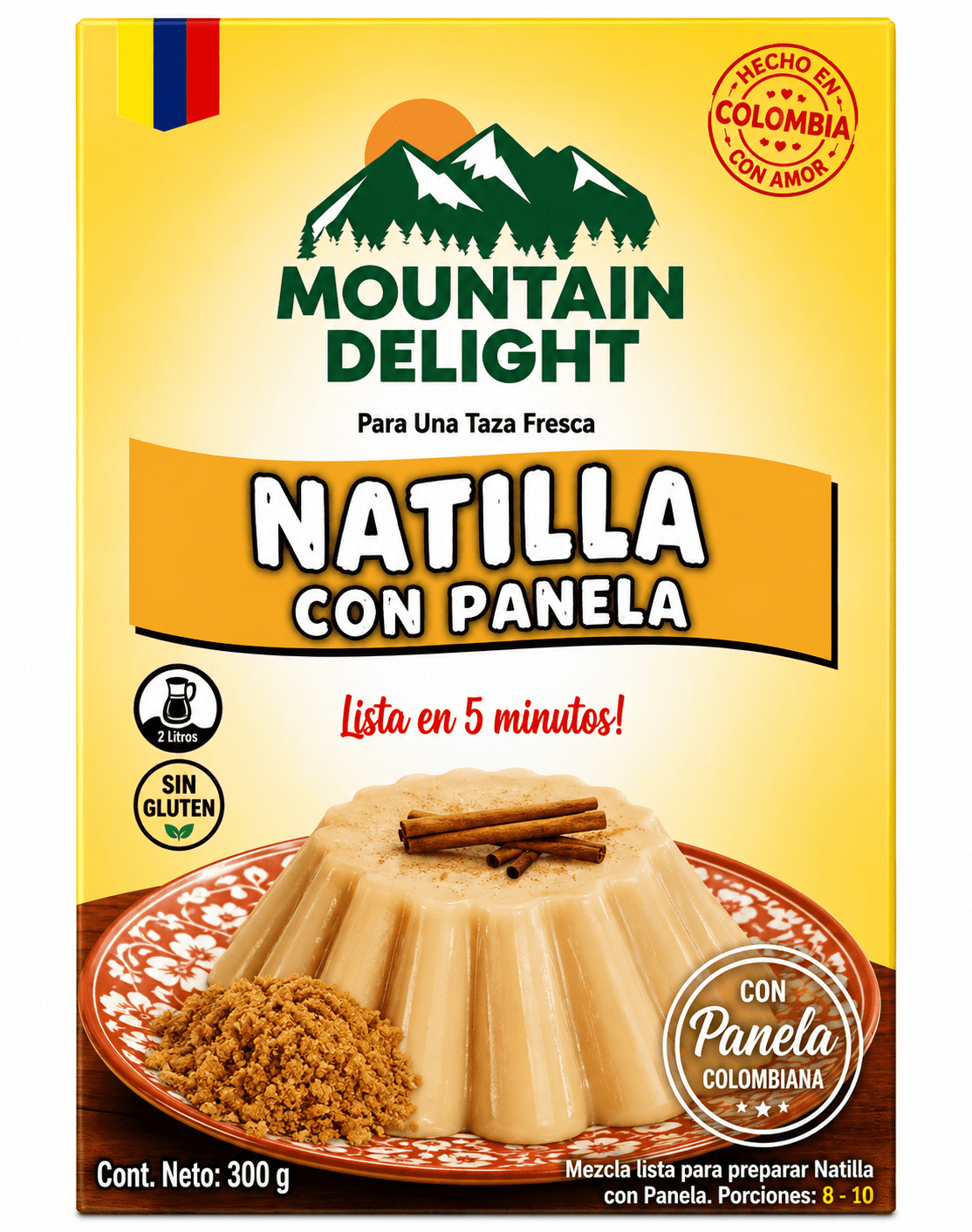 Mountain Delight Panela Natilla Mix 12 oz (340g) – Traditional Colombian Custard Dessert Mix – Imported from Colombia - JETa Imports®