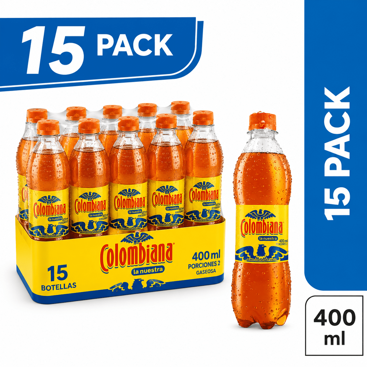 Postobon Colombiana Soda 15 Pack (400ml / 13.5 fl oz Each Bottle) – La Nuestra Colombian Cola Soft Drink – Imported from Colombia - JETa Imports®