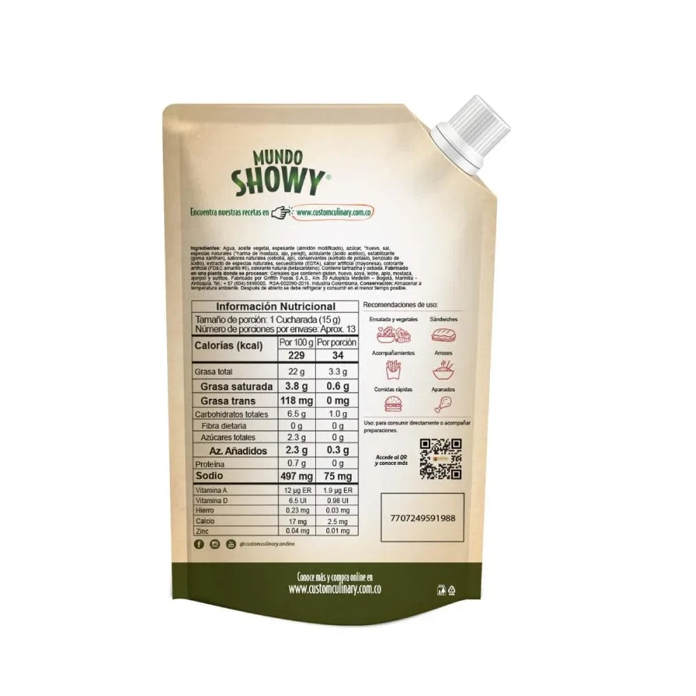 Showy Garlic Sauce 200g (7.05 oz) – Salsa de Ajo – Creamy Garlic Condiment – Imported from Colombia