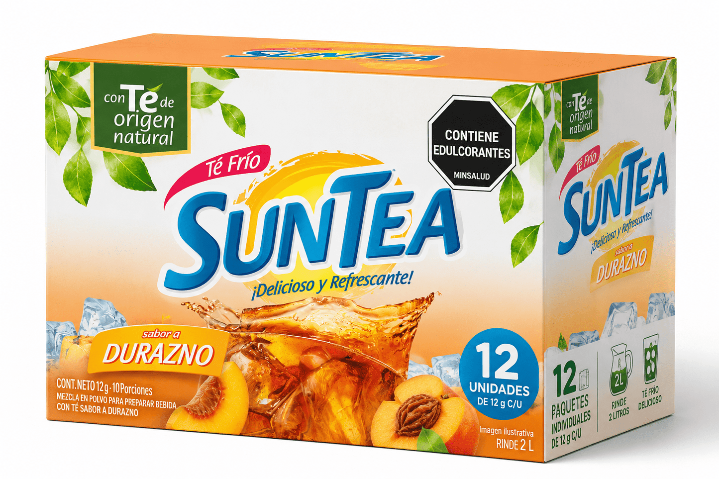 SUNTEA Peach Flavored Instant Tea Drink Mix 12 Pack (12g Each) – Durazno Flavor – Imported from Colombia - JETa Imports®