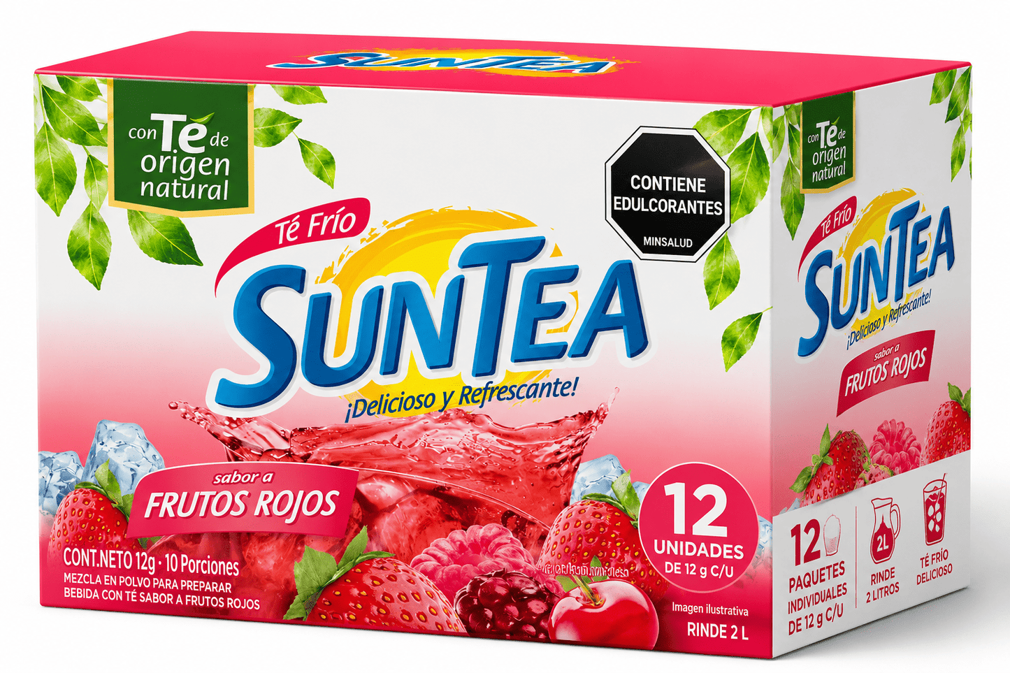 SUNTEA Red Berry Flavored Instant Tea Drink Mix 12 Pack (12g Each) – Frutos Rojos Flavor – Imported from Colombia - JETa Imports®