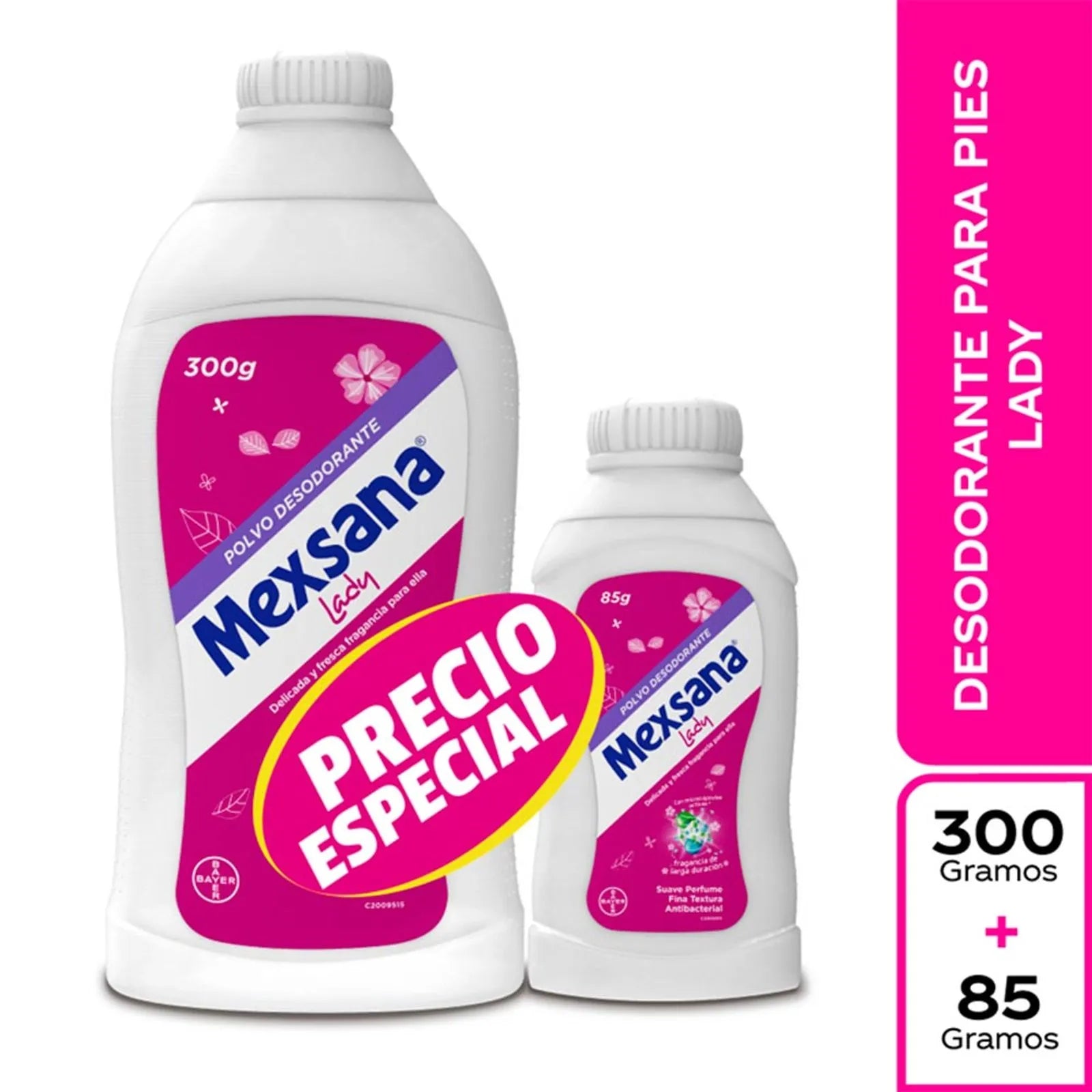 Talco Desodorante Mexsana Mujer – 385g (13.58 oz) – Antibacterial Deodorant Powder for Women - JETa Imports®