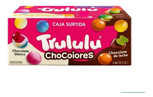 Trululu Chocolores Assorted – 12 Pack (360g / 12.7 oz) – White & Milk Chocolate Coated Candies – Imported from Colombia - JETa Imports®