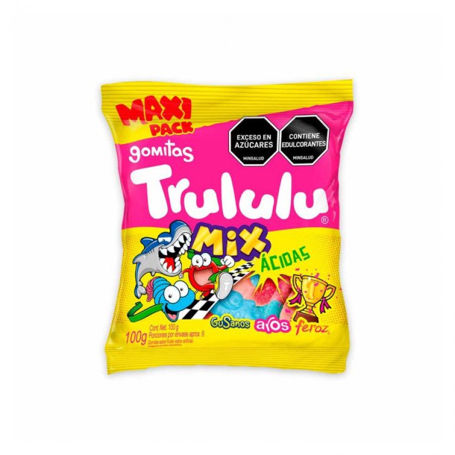 Trululu Sour Gummies Mix Maxi Pack – 100g (3.53 oz) – Assorted Gummies (Worms, Rings & Feroz Shapes) – Imported from Colombia - JETa Imports®