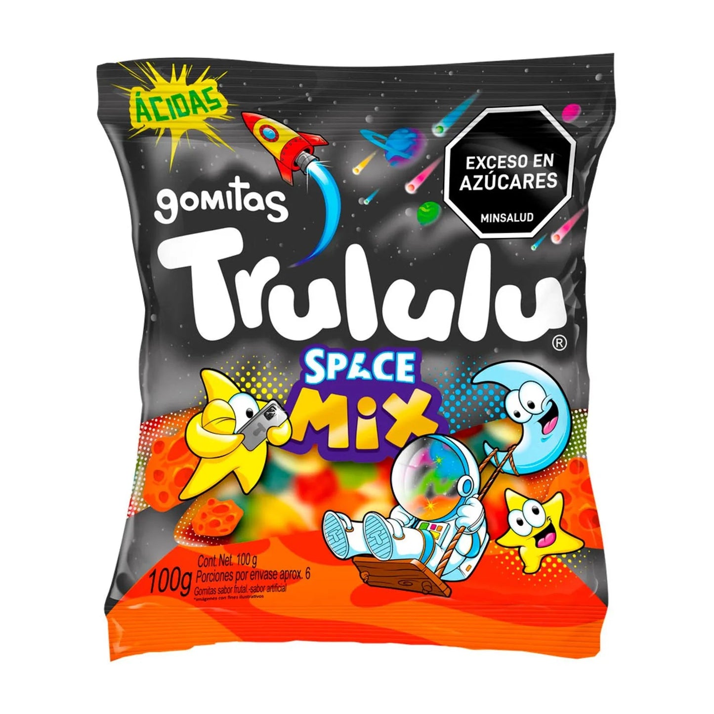 Trululu Space Mix Sour Gummies – 100g (3.53 oz) Maxi Pack – Assorted Acidic Gummy Candy – Fun Shapes & Fruity Flavors – Imported from Colombia - JETa Imports®