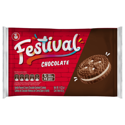 estival Chocolate Cookies | Cream Chocolate Sandwich Cookies | Natural Dyes & Low Sodium | High Cream Content | 12 pack