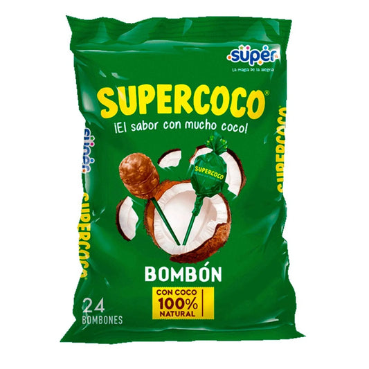 Supercoco Coconut Lollipop 24 Count x360g - Bombon De Coco