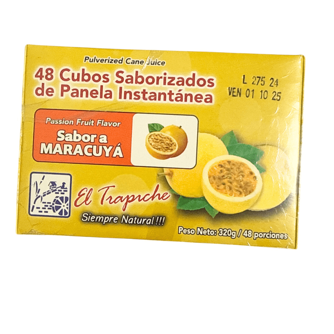 48 Cubos Saborizados de Panela Instantánea El Trapiche - Sabor Maracuyá - Passion Fruit Flavored Panela Cubes - JETa Imports®