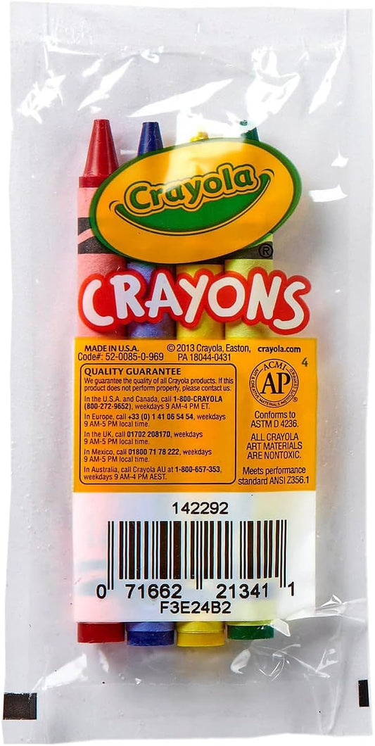 Crayola Full-Size Crayons, Assorted 4-Colors, RED, BLUE, GREEN AND YELLOW, Great for Party Favors, Restaurants and More, 4-Count