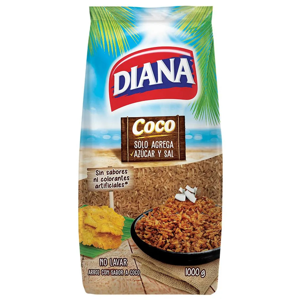 Diana Premium Coconut Rice – 1 kg (35.3 oz) – Authentic Colombian Coconut-Flavored Rice – Imported from Colombia