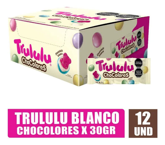 Trululu Chocolores White Chocolate-Coated Gummies – 12 Pack – 360g (12.7 oz)  – Imported from Colombia