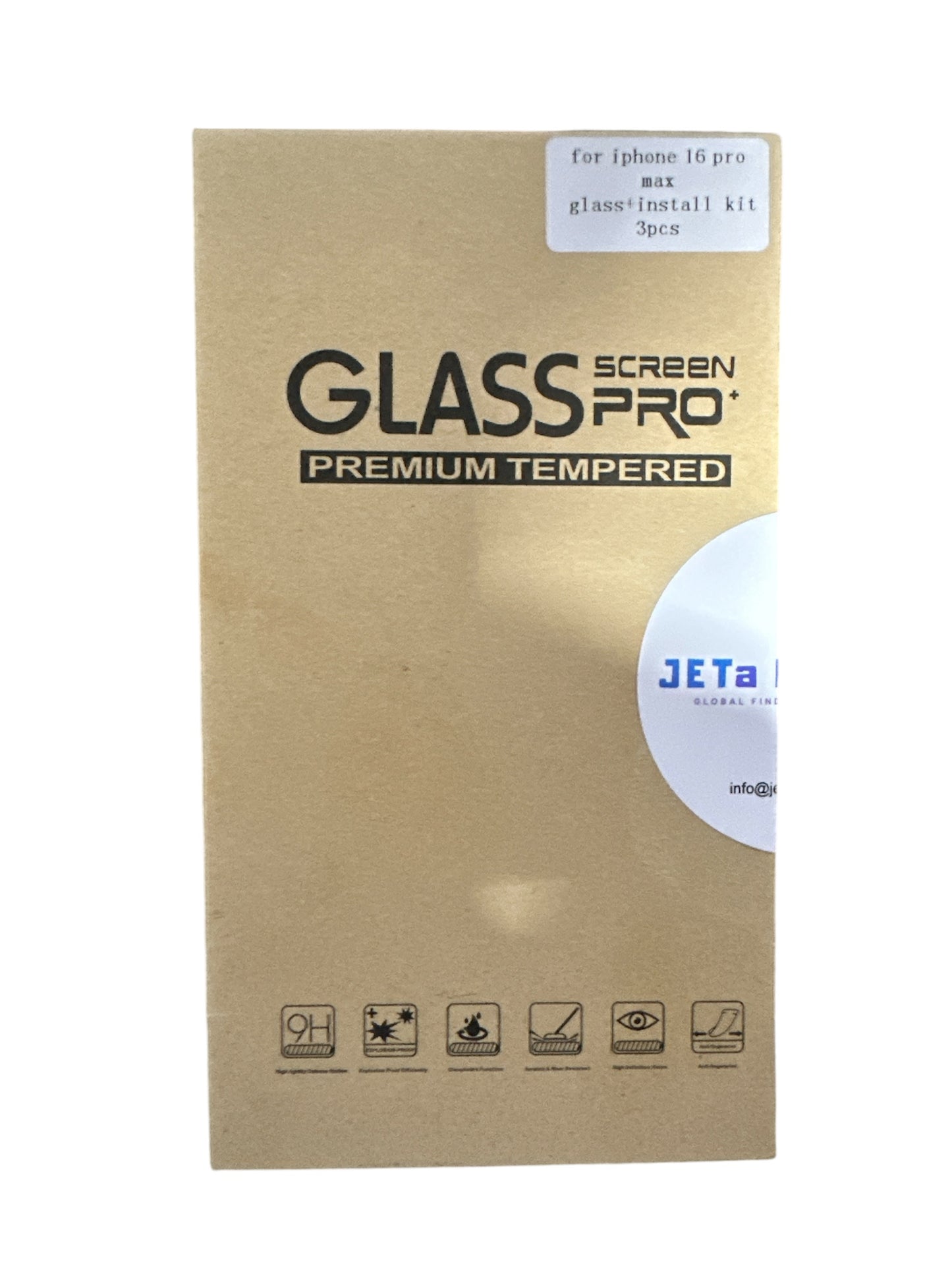 JETa For iPhone 16 Pro Max/16 Premium Screen Protector ESD Anti-Static - Tempered Glass 9H Hardness HD Clear - Full Coverage 3 Pack