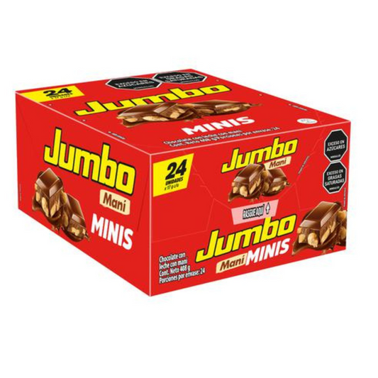 Chocolatina Maní Jumbo Minis - 24 Units / 17g