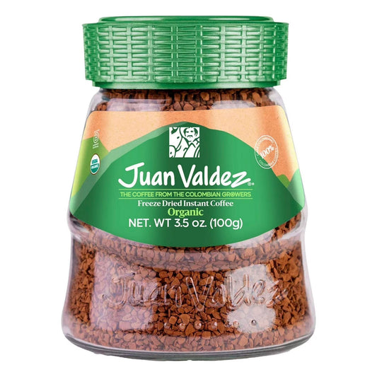 Juan Valdez Organic Freeze Dried Instant Coffee – 95 g (3.35 oz) – Premium Colombian Flavored Instant Coffee – Imported