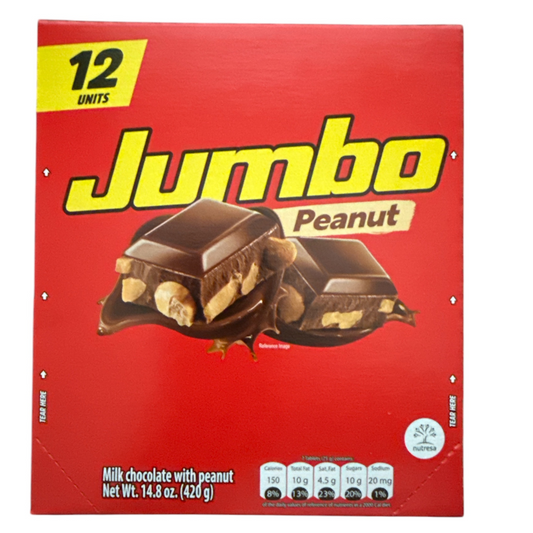 Chocolate Jumbo Peanut Bar - Chocolatina Maní Jumbo -  12 Units / 14.8 oz