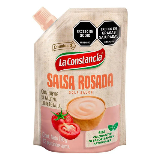 La Constancia Salsa Rosada 190g (6.7 oz) Doypack – Colombian Pink Sauce – Creamy Ketchup & Mayo Blend – Imported from Colombia