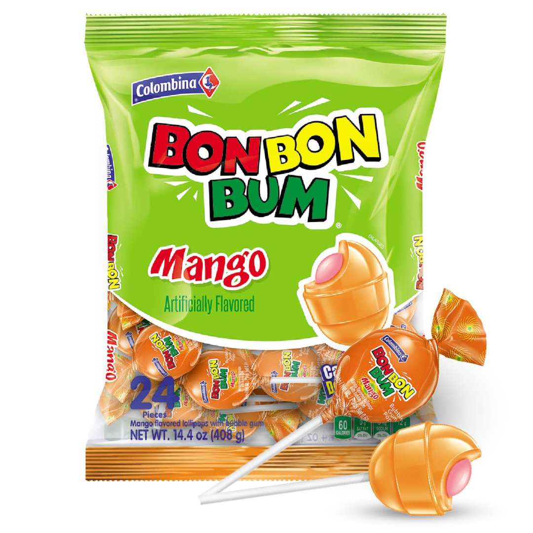 Bon Bon Bum – Fruity Lollipop with Bubble Gum center – Perfect for Parties and Sharing