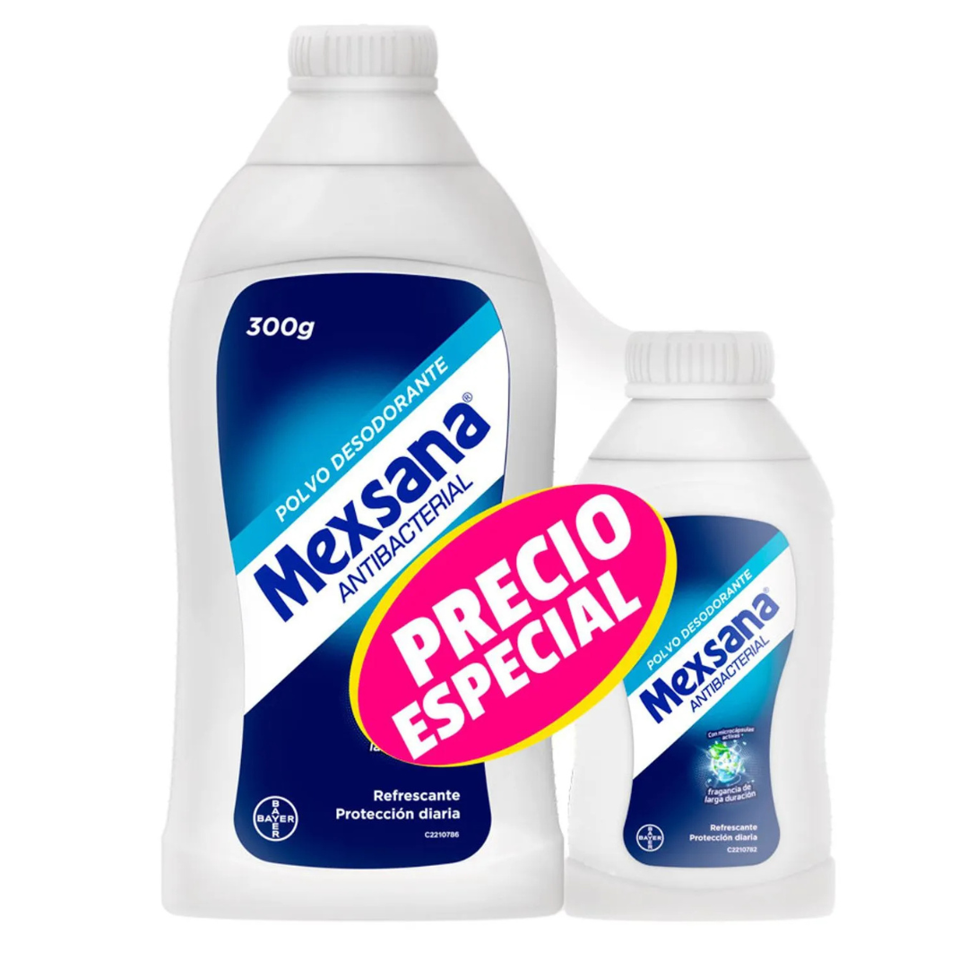 Talco Desodorante Mexsana Antibacterial para Pies - Precio Especial - 300g + 85g