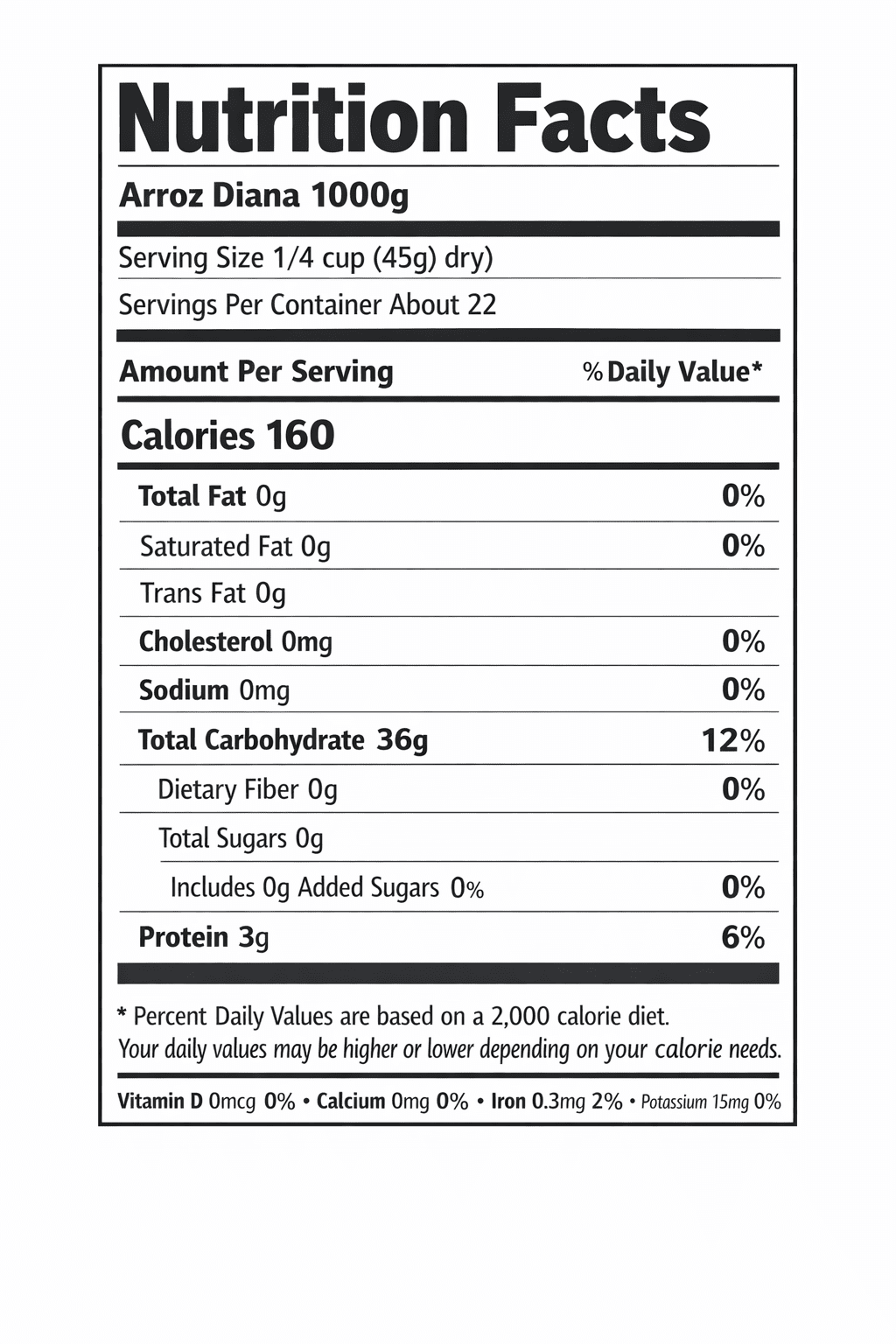 Arroz Diana Blanco Vitamor – 1000g (35.27 oz) – Premium White Rice from Colombia - JETa Imports®