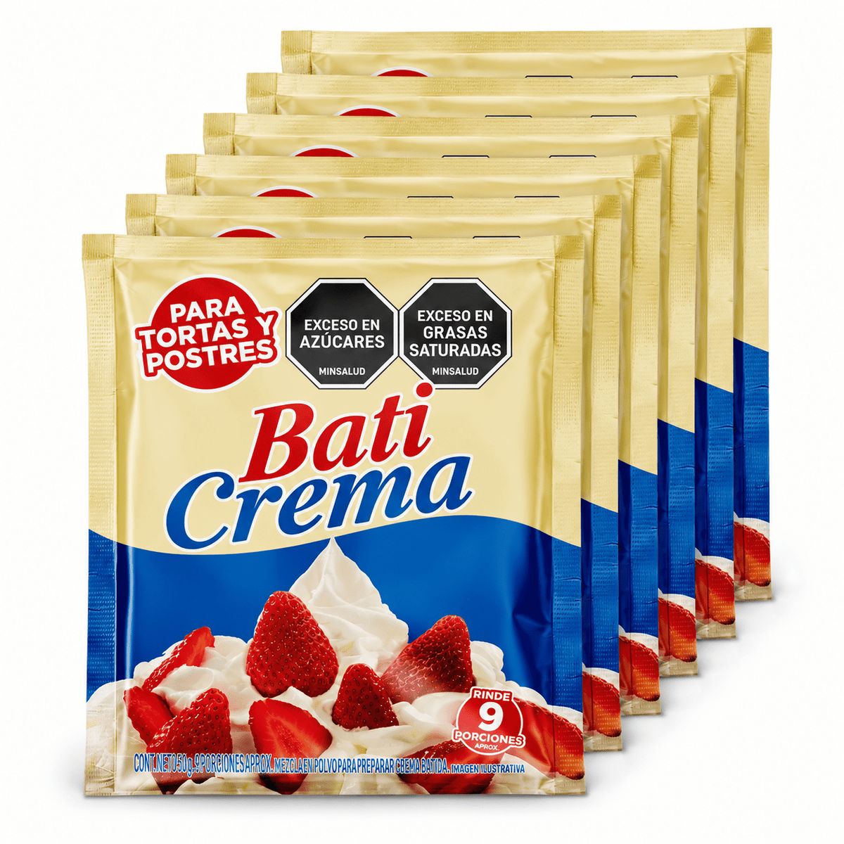 Baticrema Whipping Cream Powder Mix, 6 Pack, 50g (1.76 oz) Each, 300g (10.58 oz) Total, Crema para Batir en Polvo, Dessert Topping and Baking Mix - JETa Imports®
