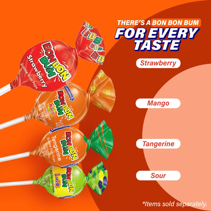 Bon Bon Bum – Fruity Lollipop with Bubble Gum center – Perfect for Bon Bon Bum – Fruity Lollipop with Bubble Gum center – Perfect for