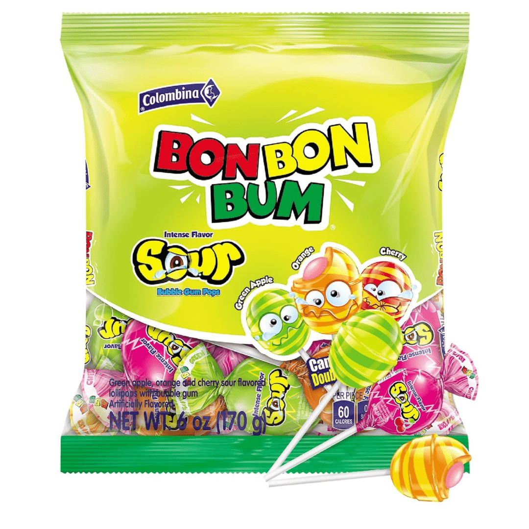 Bon Bon Bum – Fruity Lollipop with Bubble Gum center – Perfect for Parties and Sharing - JETa Imports®