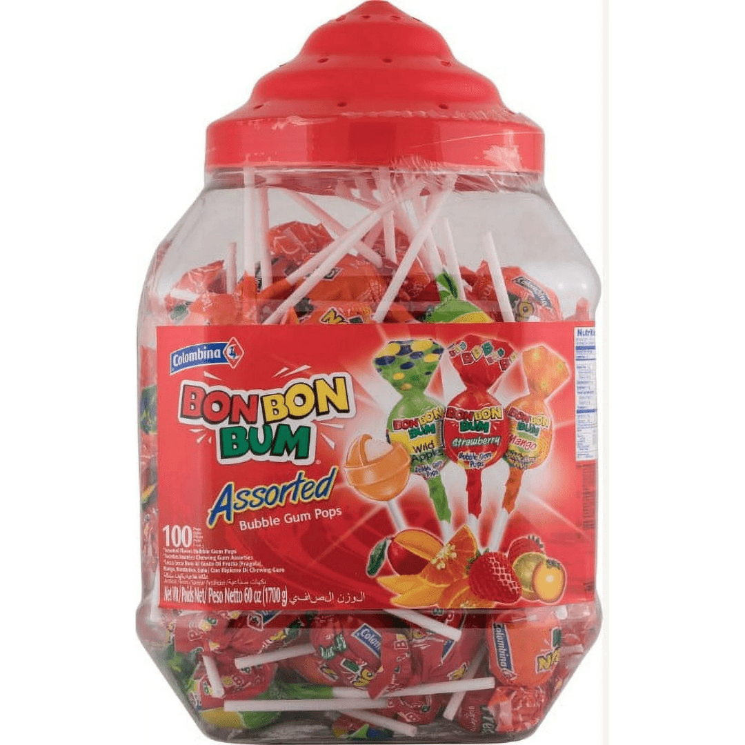 Bon Bon Bum – Fruity Lollipop with Bubble Gum center – Perfect for Parties and Sharing - JETa Imports®