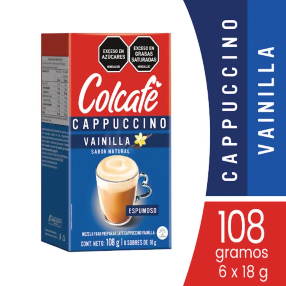 Café COLCAFÉ Cappuccino Vainilla - 108 g - Creamy and Aromatic Vanilla - Flavored Coffee - JETa Imports®