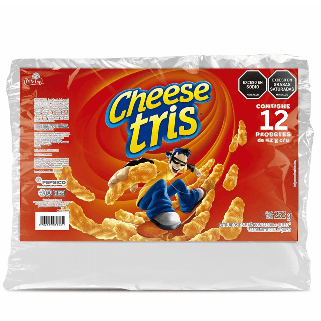 Cheese Tris Lonchera - 12 Pack (42g Each) - Total 504g (17.78 oz) - Cheesy Corn Snacks - JETa Imports®