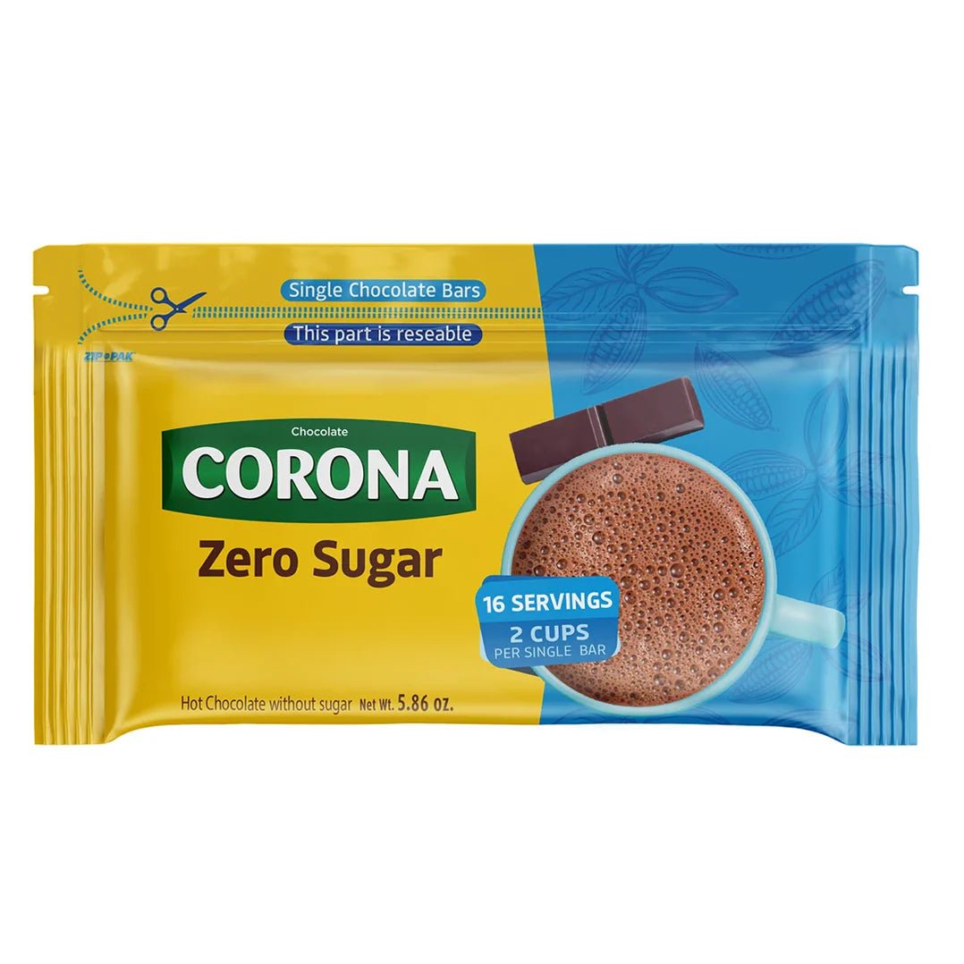 Chocolate Corona Zero Sugar - Resealable Pack - 5.86 oz - Sugar - Free Colombian Hot Chocolate - JETa Imports®