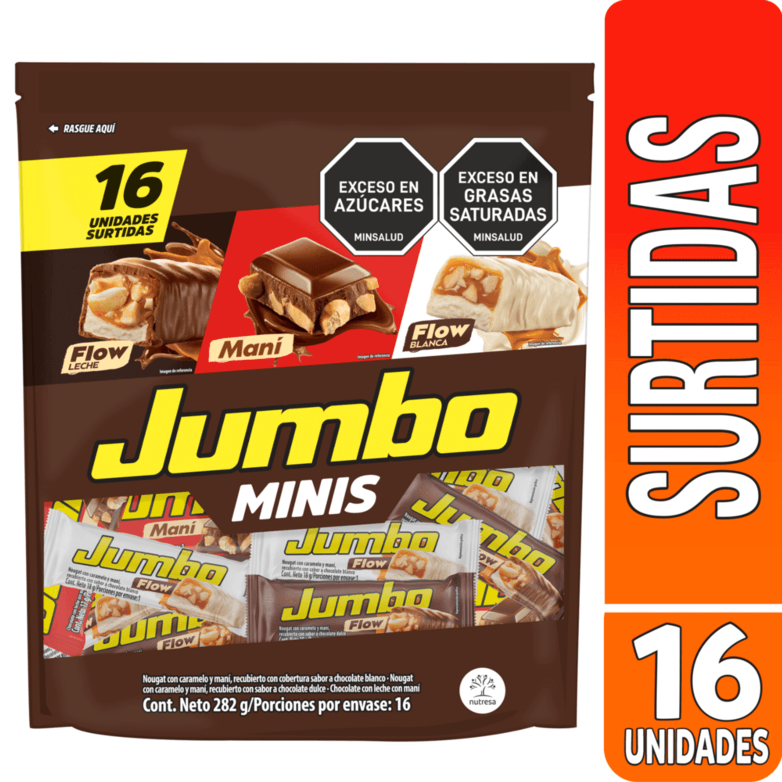 Chocolates Jumbo Minis - 16 Units - 282g (9.94 oz) - Milk Chocolate with Peanuts - JETa Imports®