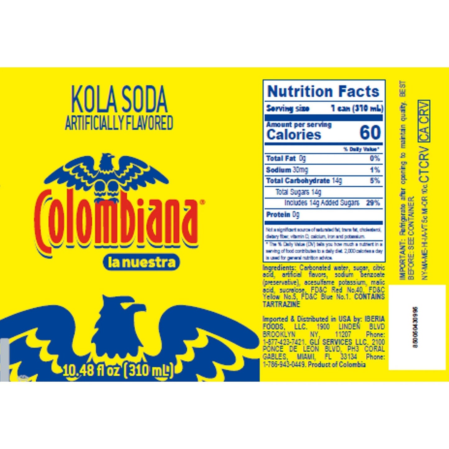 Colombiana Soda 12 Pack 10.5 oz. Cans - Imported from Colombia - JETa Imports®