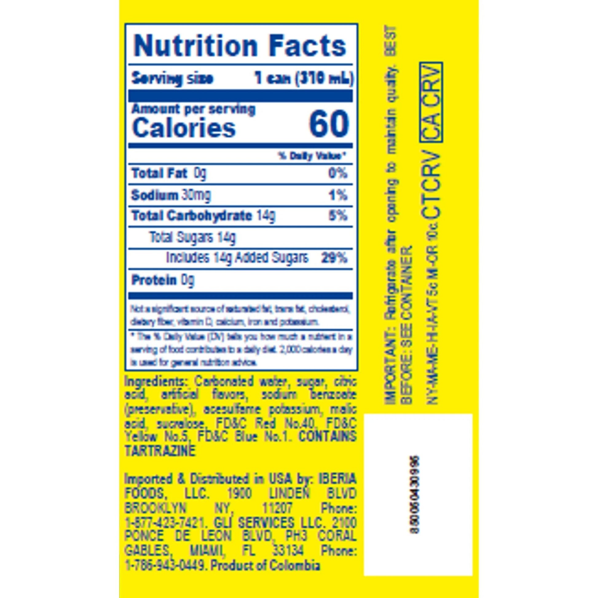 Colombiana Soda 12 Pack 10.5 oz. Cans - Imported from Colombia - JETa Imports®