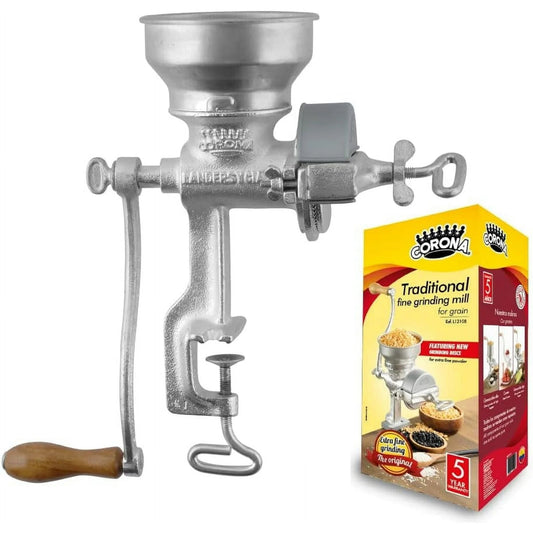 Corona Cast Iron Manual Corn & Grain Grinder with Low Hopper – Hand Crank Mill for Corn, Wheat & Grains – Heavy - Duty Construction - JETa Imports®