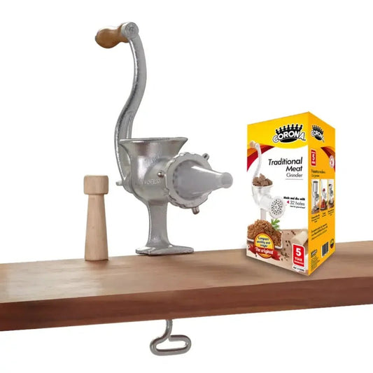 Corona Cast Iron Meat Grinder – Manual Meat Mill & Sausage Stuffer – Countertop Clamp Design – Heavy Duty – Imported from Colombia - JETa Imports®