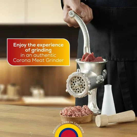 Corona Cast Iron Meat Grinder – Manual Meat Mill & Sausage Stuffer – Countertop Clamp Design – Heavy Duty – Imported from Colombia - JETa Imports®