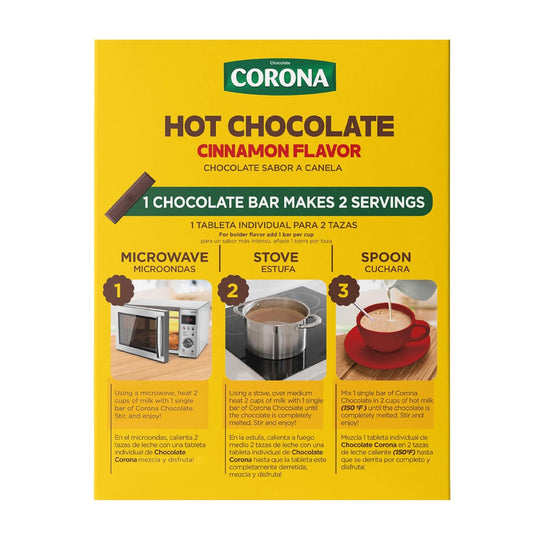 Corona Single Serve Cinnamon Hot Chocolate Bars – 14 Count – 15.43 oz (437 g) – Individually Wrapped Colombian Chocolate Tablets – Imported - JETa Imports®